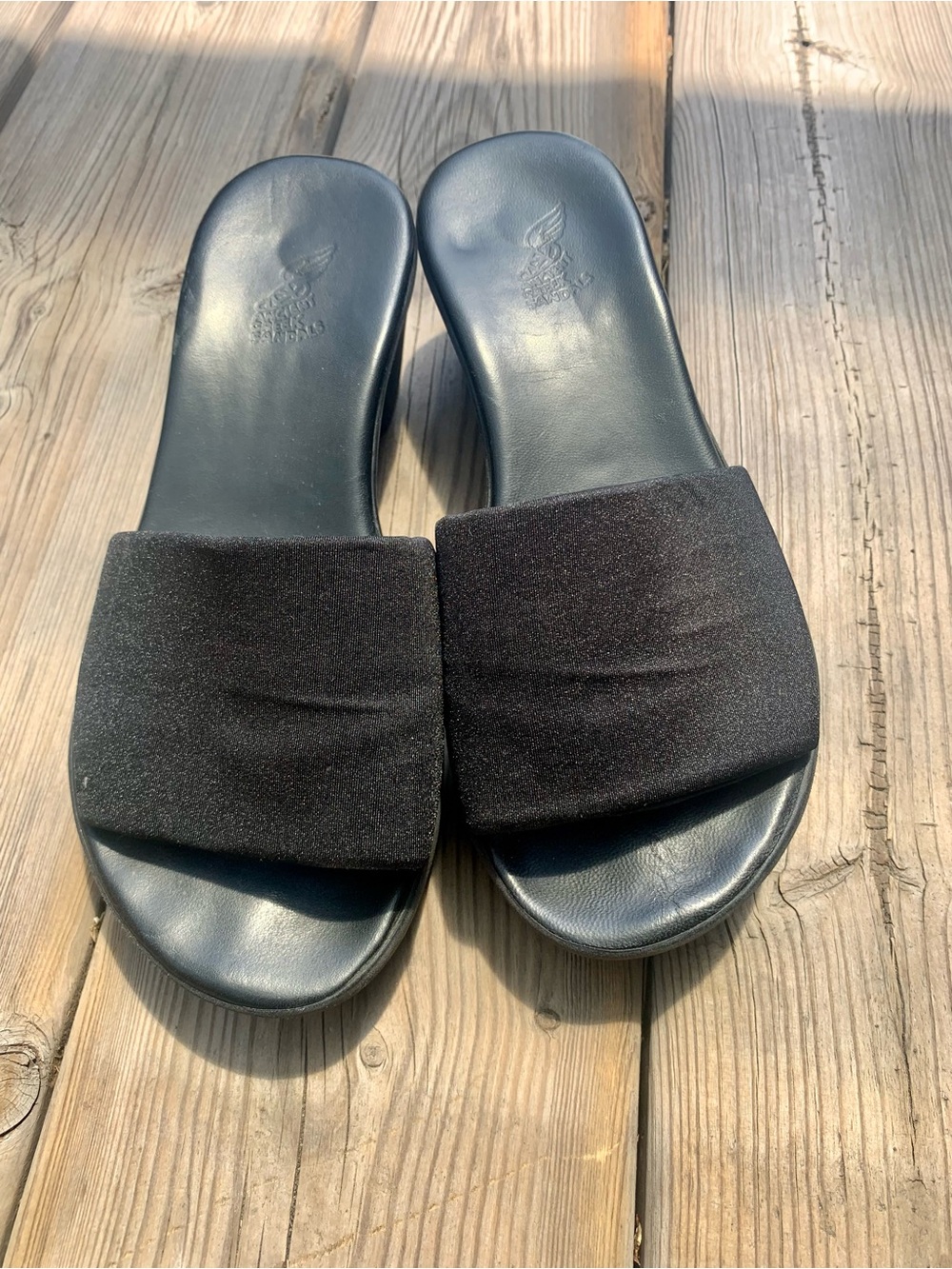Ancient Greek Black Slide Platform Sandals SZ 37 (EU)